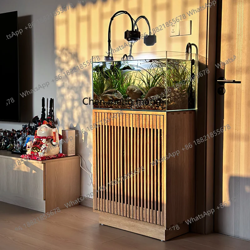 

Log solid wood floor bottom cabinet full set of ecological landscaping self-circulation no-change fish tank