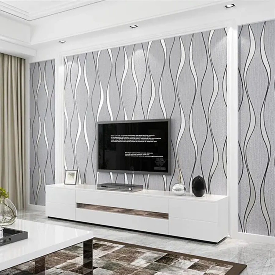 1 Roll of Modern 3D Wallpaper Water Ripple Non-Woven Wallpaper Home Decoration Tv Background Wallpaper Wall Sticker Living Room Home Decoration