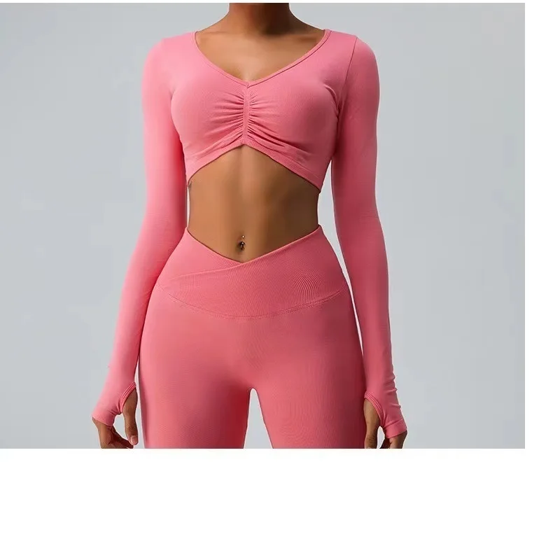 New Yoga Set 2PCS Women\'s Tracksuit Seamless Workout Sportswear Gym Clothing Drawstring High Waist Leggings Fitness Sports Suits