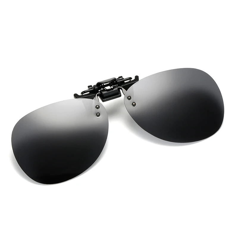 2024 Rimless Round Flip Up Clip on Oversized Men Polarized Clip Sunglasses Aviation Blue Mirror Big Driving Glasses