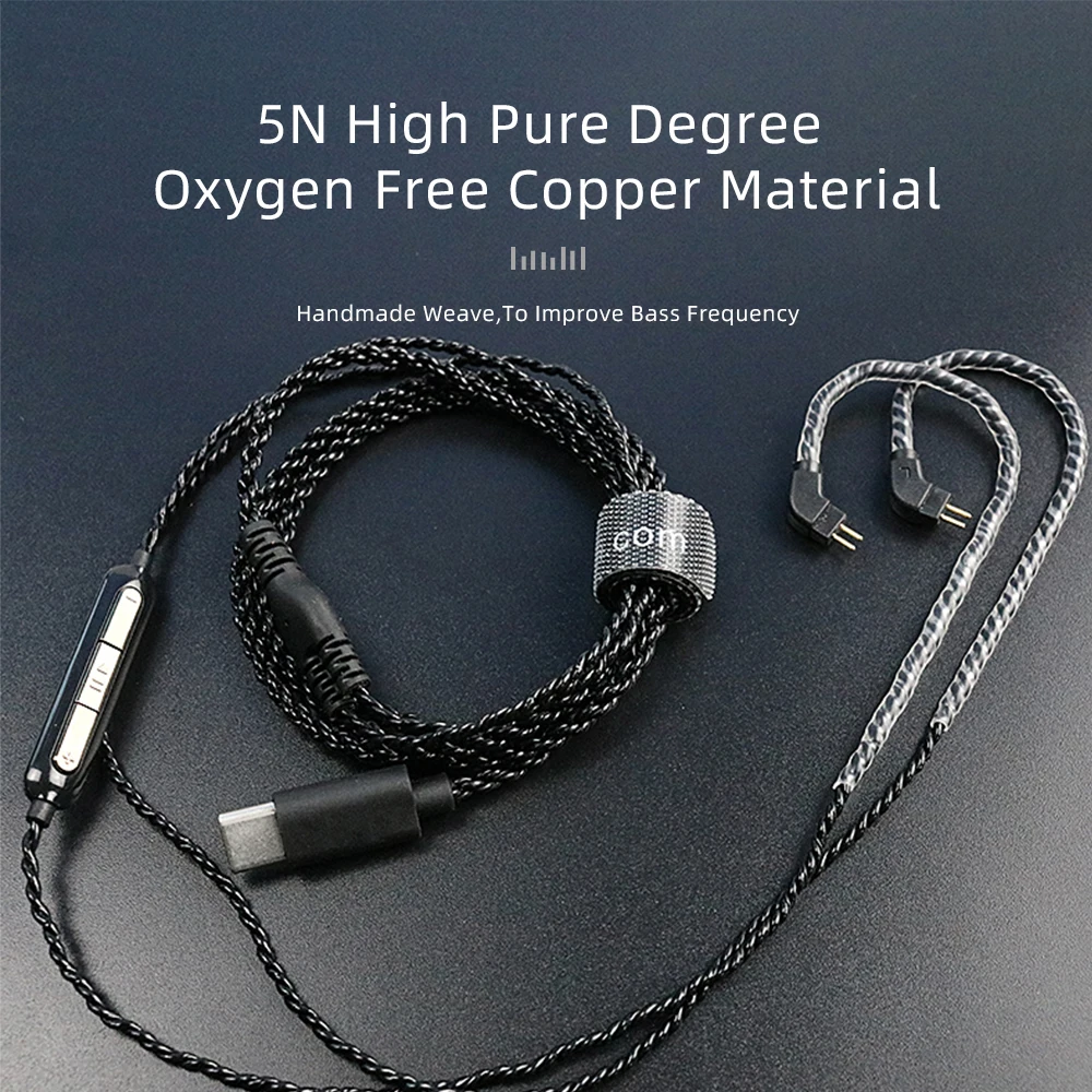 CVJ-V6 TYPE C Earphone Cable HD DAC Lossless High Fidelity Upgrade Headset Earburds 0.75MM 0.78MM 2 Pin With Mic For TRN CCA CSK