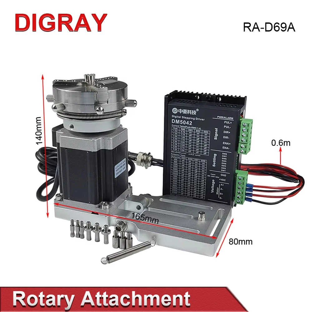 DIGRAY Rotary Attachment Diameter 69mm Device Fixture Gripper Three Chuck Rotary Worktable for Laser Marking Parts Machine