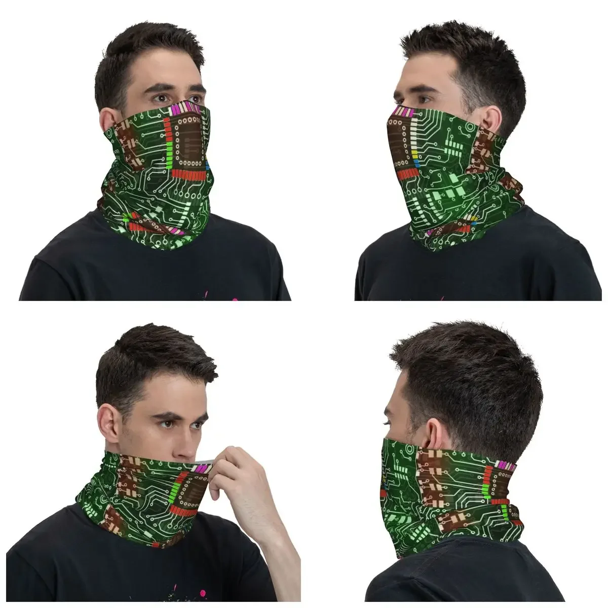 Circuit Board Geek Developer Bandana Neck Warmer Women Men Winter Ski Tube Scarf Gaiter Computer Motherboard Tech Face Cover