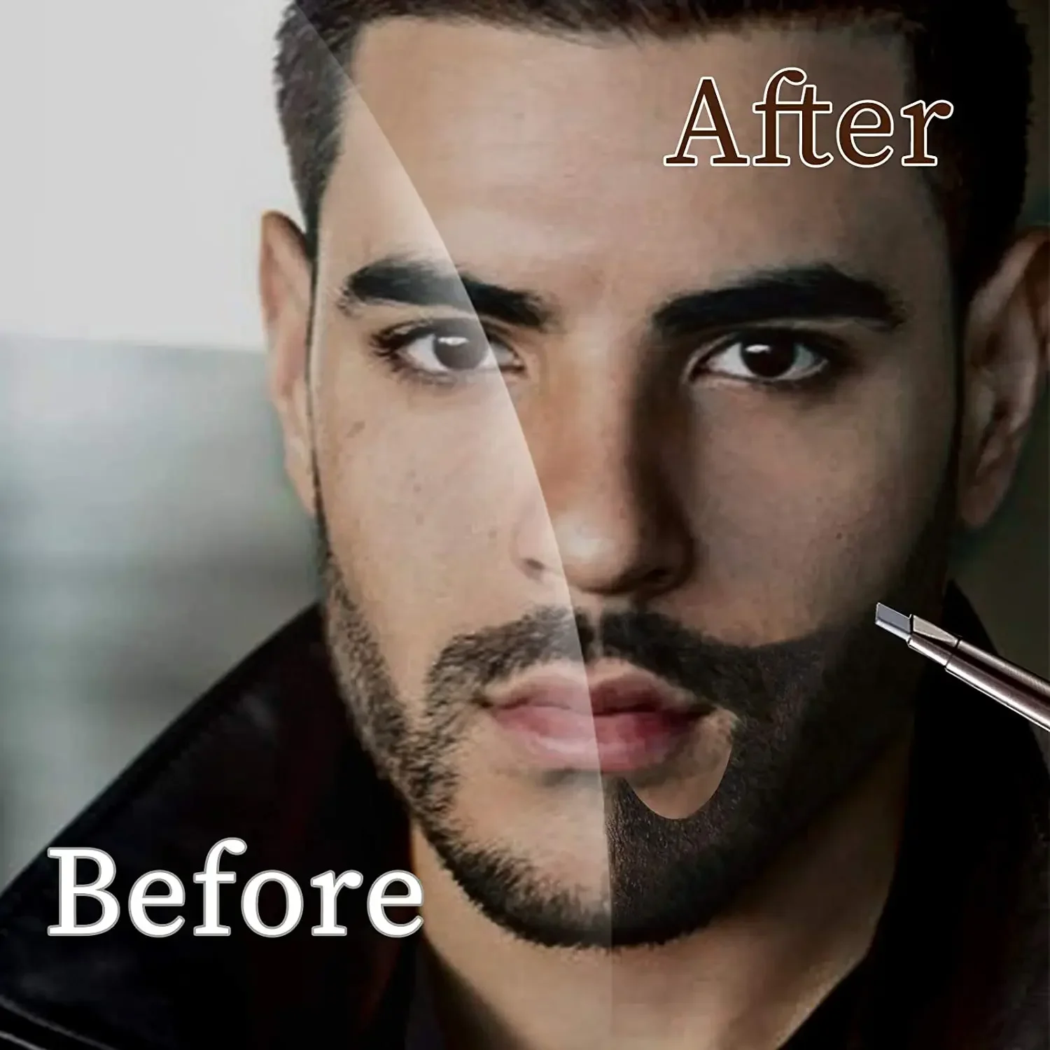 3-Color Waterproof Beard Filling Pencil & Brush Set
