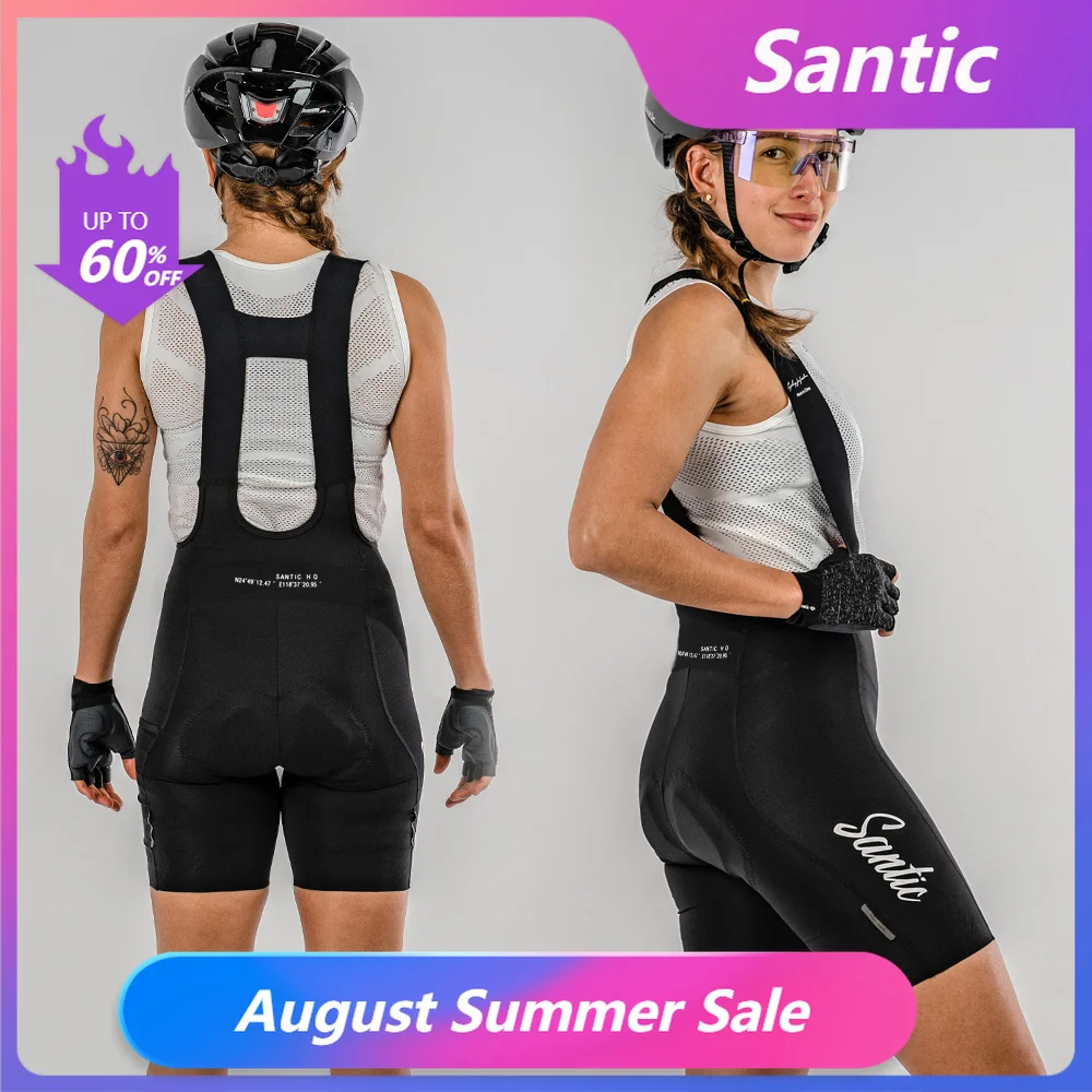 Santic Bib Shorts Feminino Ciclismo Acolchoado