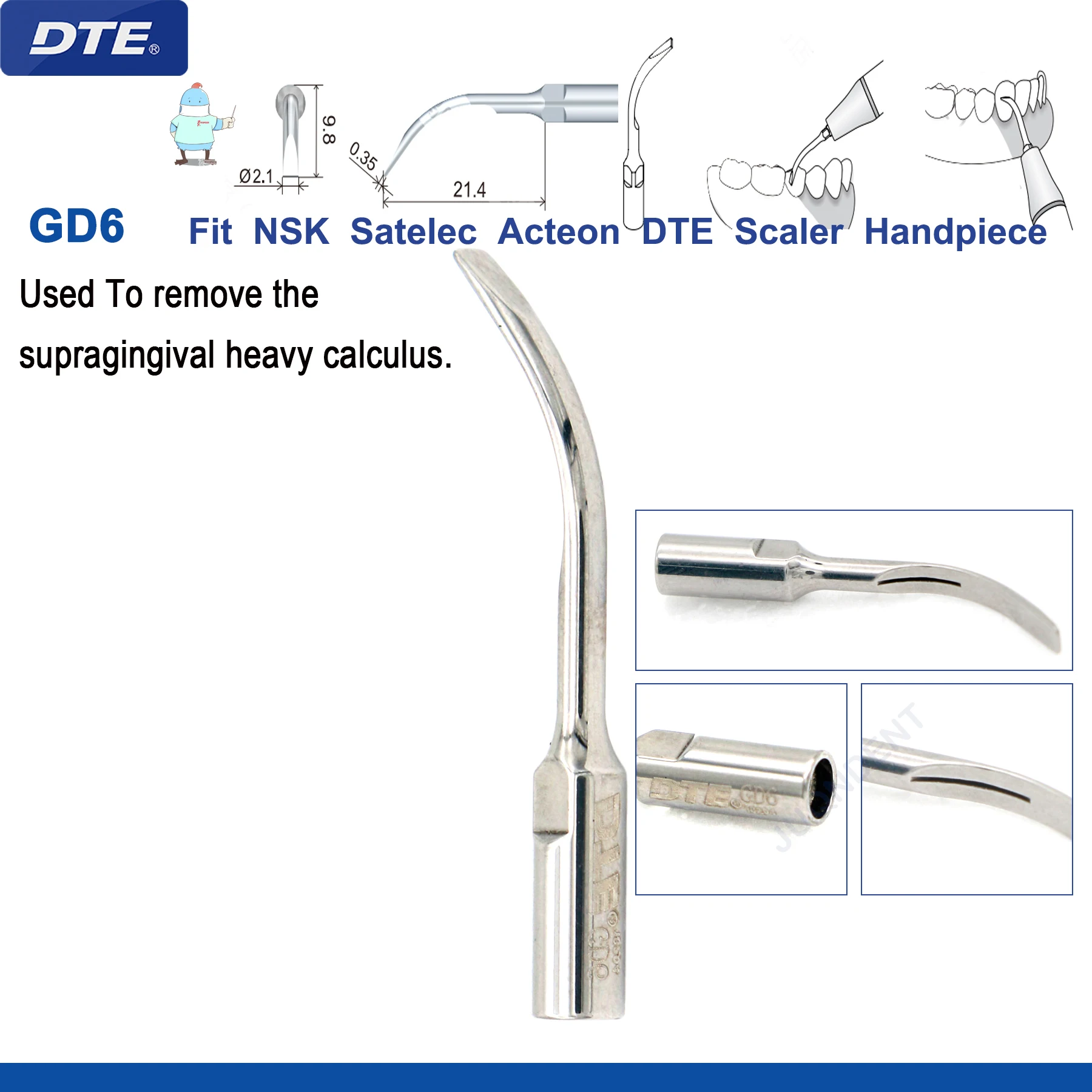 Originele Specht DTE Tandheelkundige Scaler Tips Ultrasone Scaling Tip G1-G8 GD1-GD8 Voor tanden reinigen Fit EMS NSK Satelec Acteon