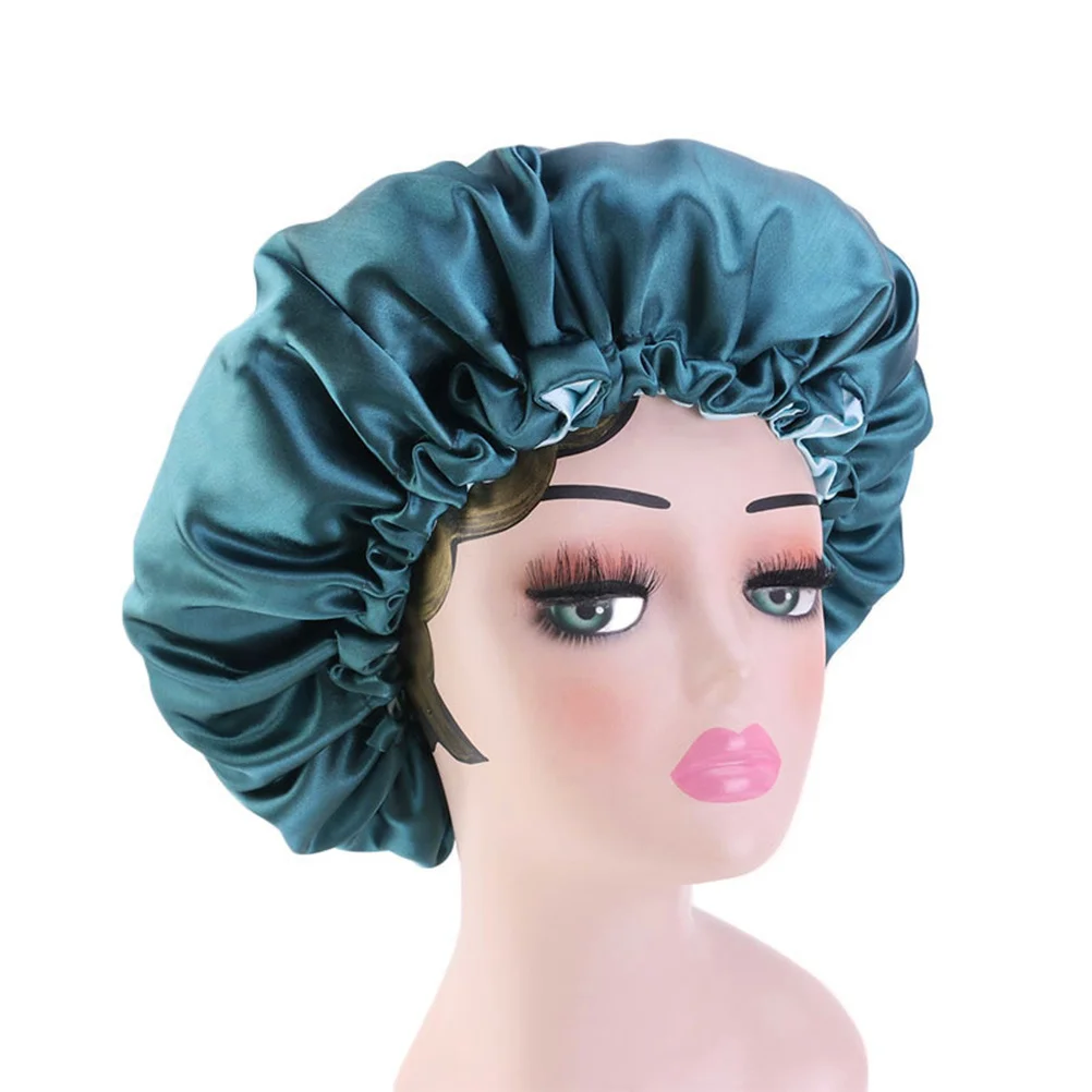 

Satin Chemotheraphy Cap Hat For Women Double Layer Soft Hair Bonnet Adjustable Elastic Mobcap Sky Blue