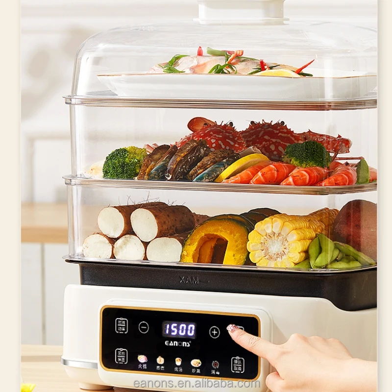 

Detachable Quick Heat Steam Multifunction Electric Cooker Stainless Steel Cooking Seafood Vegetable Hotpot Hot Pot Food Steamer