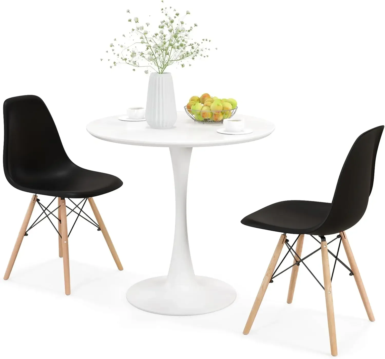 

3-Piece Dining Table Set for 2 - Kitchen Table Chairs Set with 32” Round Table, Dining Chairs, Dinette Table Set for Small