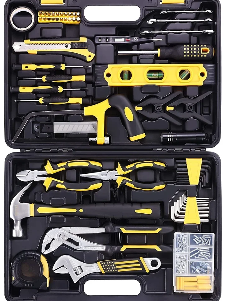 

218-Piece Yellow Steel Tool Kit for Woman Man Home Repair Basic Hand Tool Kit Set