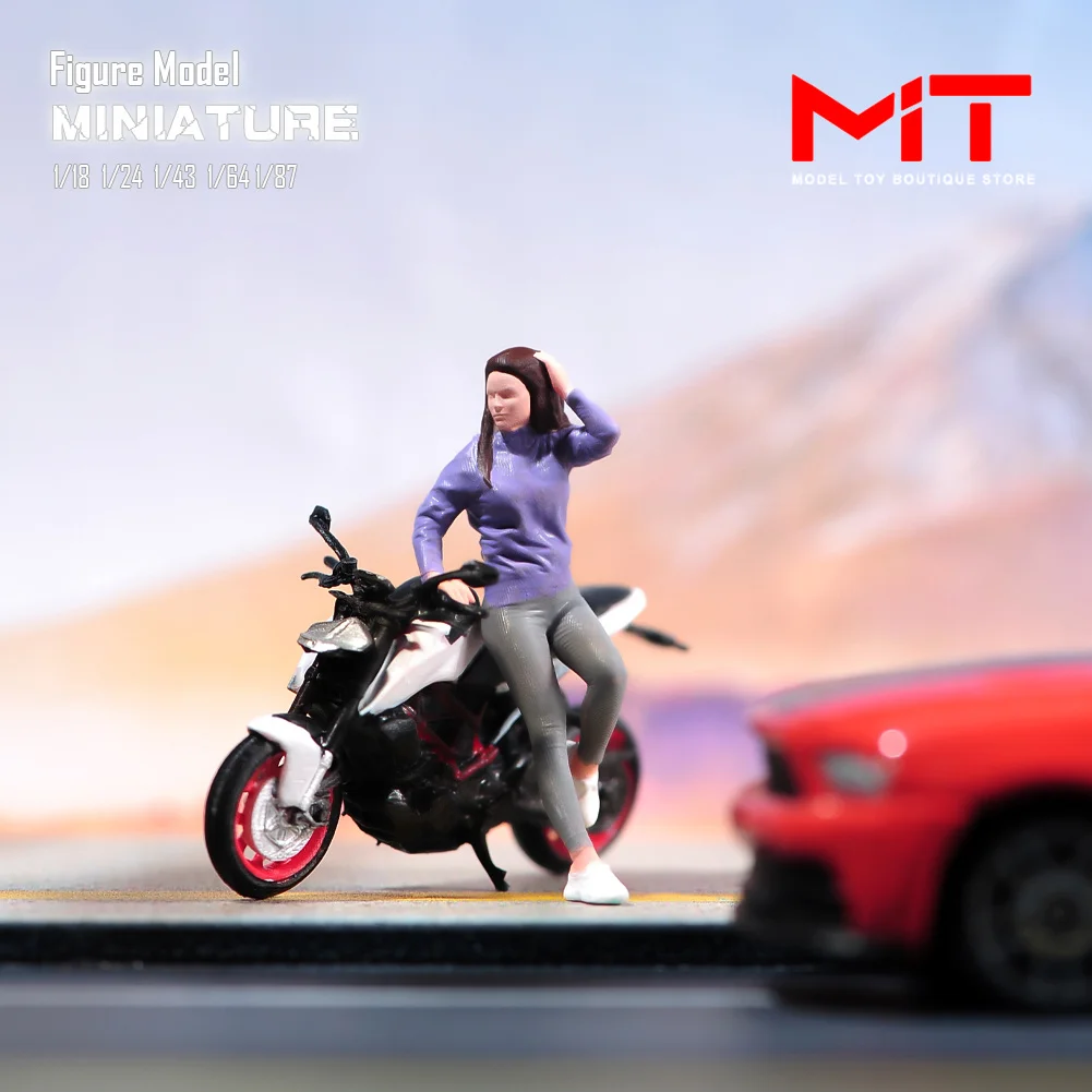 

Painted Miniatures 1/87 1/64 1/43 1/24 1/18 Motorgirl Rider Series Female Figure Props Dolls Creative Photography Scene Prop