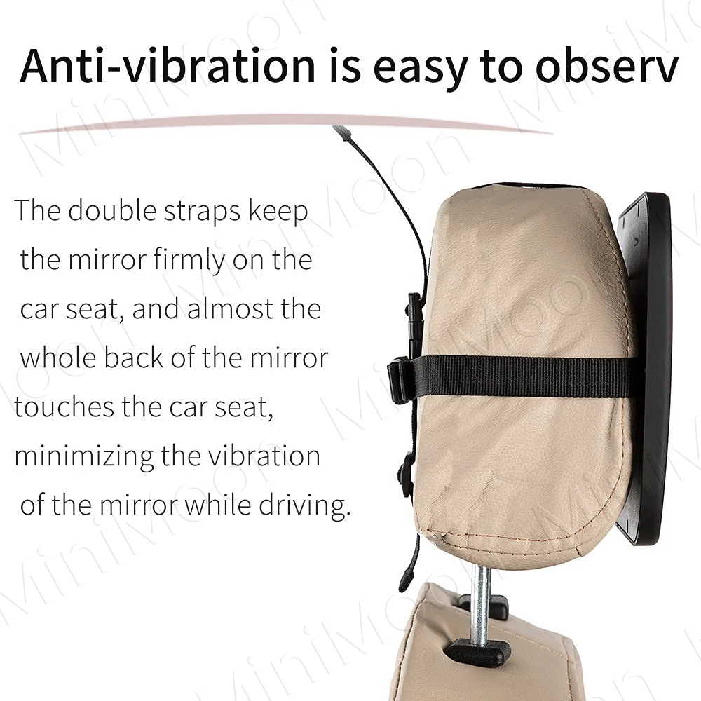 Wide Convex Baby Car Mirror, Shatterproof with Matte Finish & Stable Mount for Clear Rear Observation