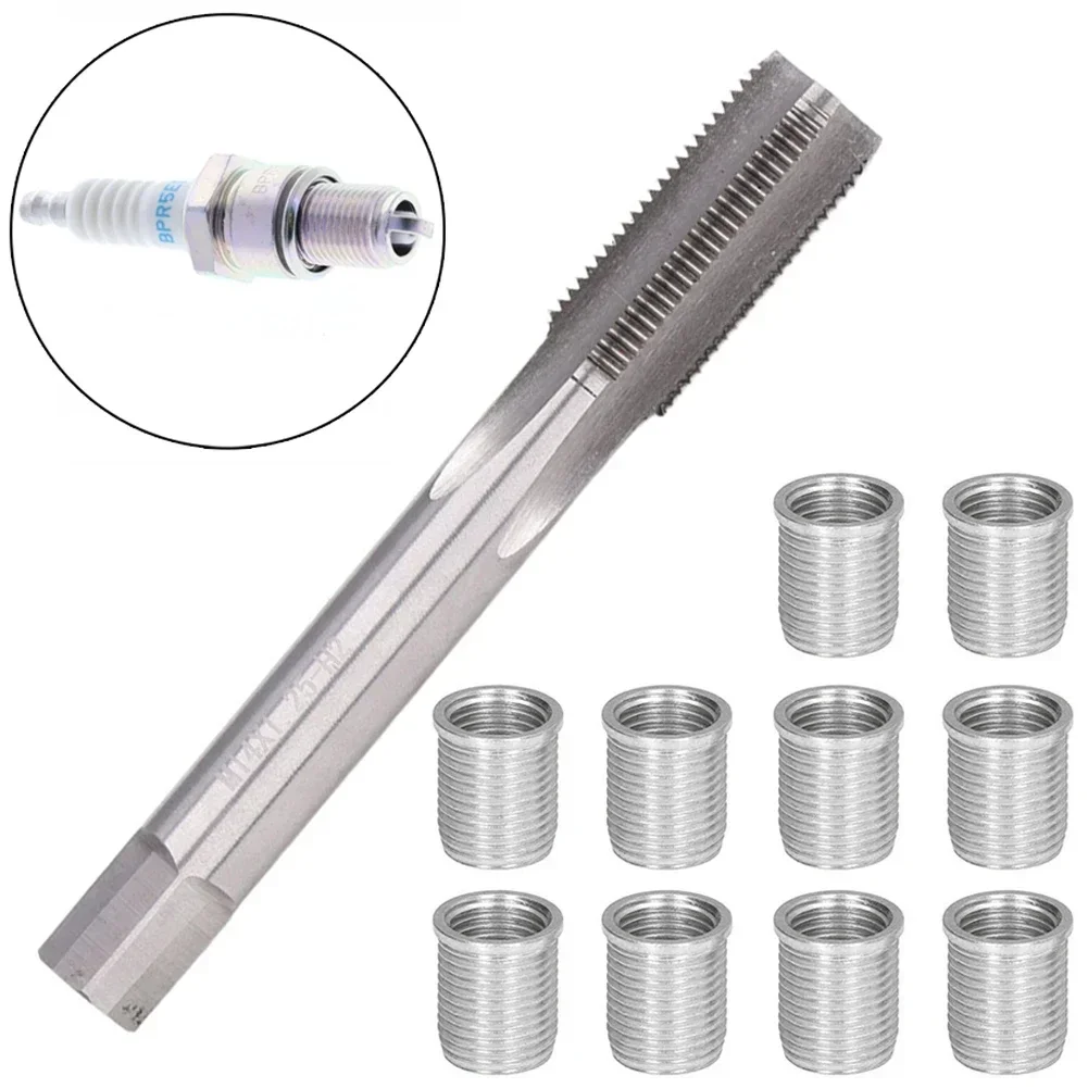 10 pçs ferramentas de reparo de buraco de rosca metal m10 x 1.0 porcas e 1 pçs x1.0 torneira para restaurar linhas danificadas ferramentas de reparo broca