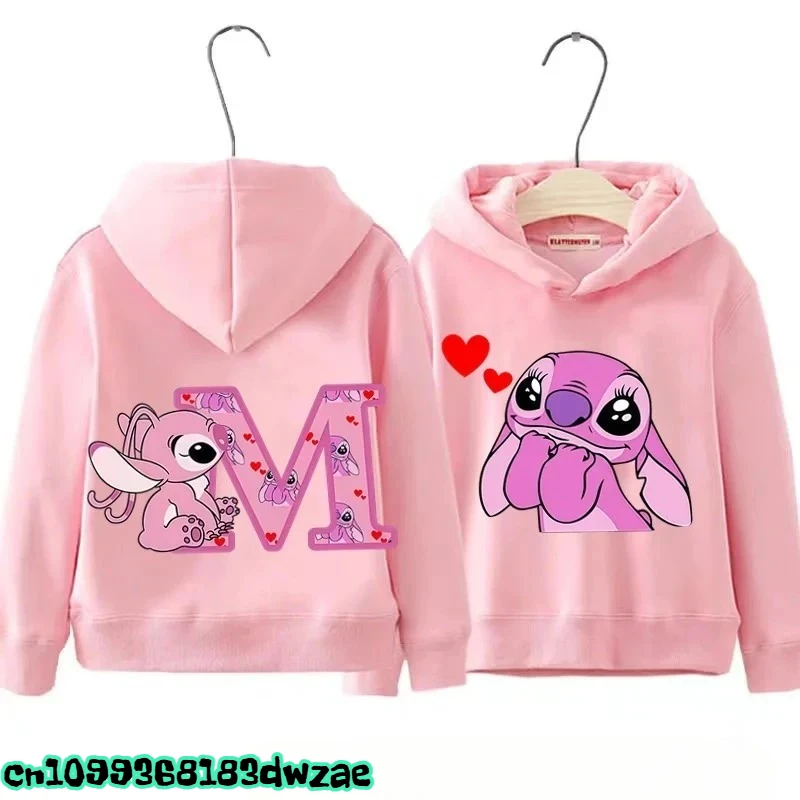 هوديس أنيمي الخريف والشتاء للأطفال، هوديس كاجوال وعصري مع حرف الملاك AZ مطبوعة ليلو وغرزة هوديس #5