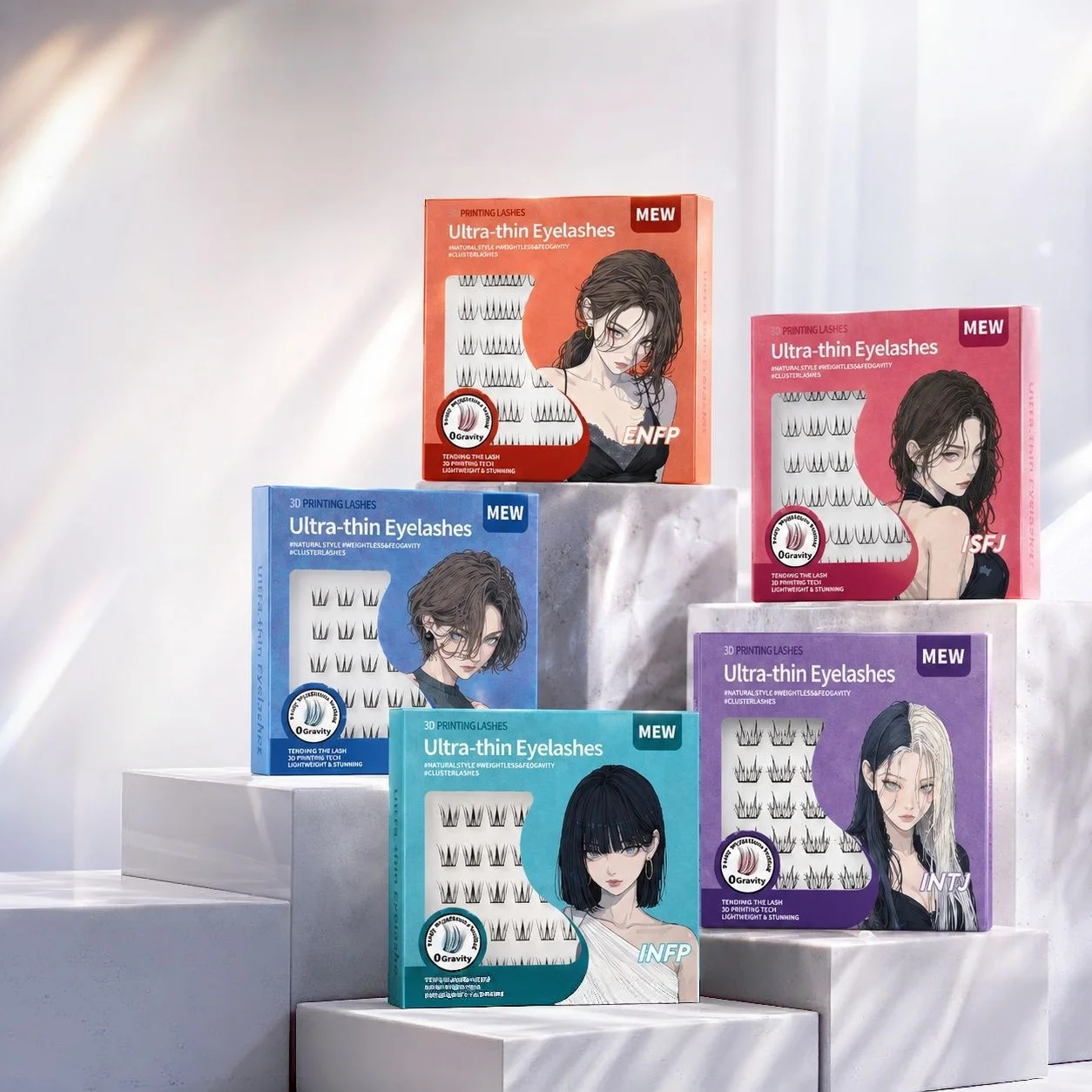 Self Adhesive False Eyelashes Glue Free Manga Lashes for Daily Makeup Natural Look C Curl Korean Style MBTI Segmented Eyelash