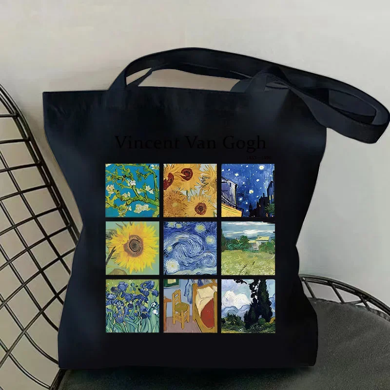 Vincent Van Gogh borsa Tote capiente, borsa a tracolla portatile Casual, borsa della spesa leggera, grande borsa di tela riutilizzabile