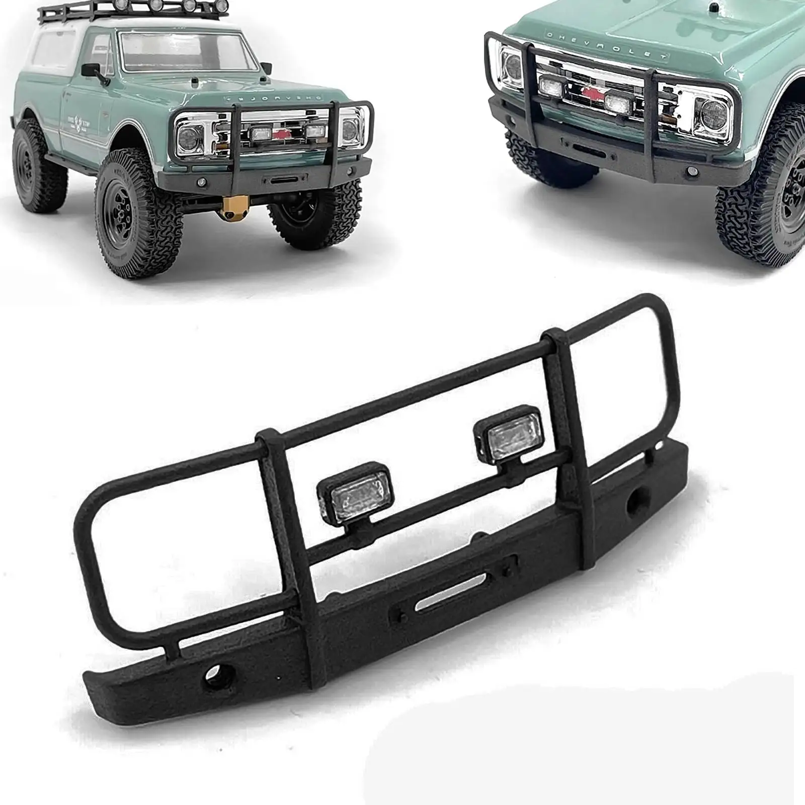 New Protective Front Bumper with Spotlight Accessories for AXIAL SCX-24 For Chevrolet C10 RC Car parts