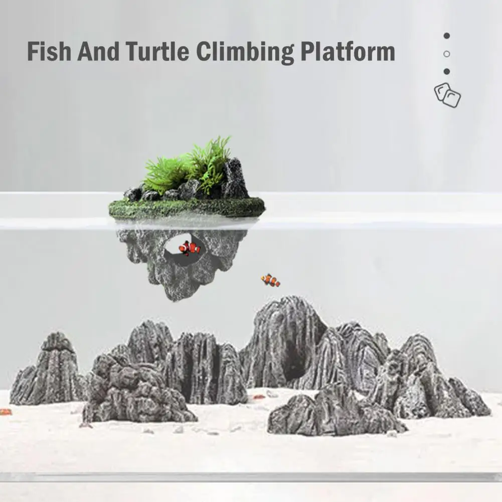 Fish Shrimp Stimulation Toy Miniature Aquarium Moss Rock Hideout Floating Stone Ornament Set for Betta Cave Shelter Terrarium