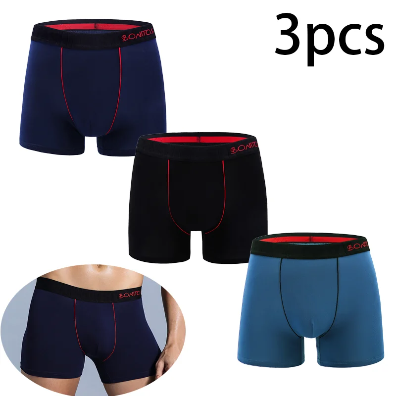 

3-Pieces Men's Panties Wear Resistant Underwear Man Elasticity Boxer Male Men Underpants Mens Sexy Homme Briefs Trunks Kener