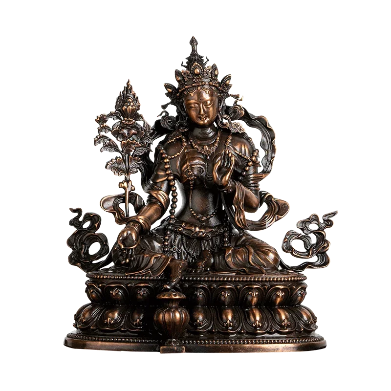Wealth Tianmu Buddha Statue Tantra Pure Bronze Goddess of Wealth Tibetan Home Worship Ornament Basudara image 5
