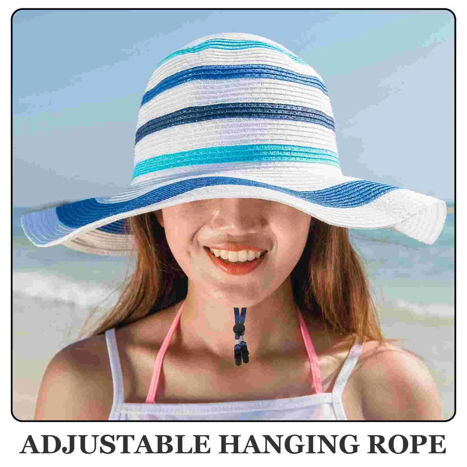 4 Pcs Caps Windproof Bucket Hat Sun Rope Chinstrap Band with Ends Adjustable Clips Fixing for Hats