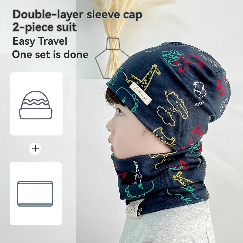Plush Warm Cotton Baby Hat Scarf Set for Spring Winter Duvet Fabric Beanie Infant Headwear for Boys Girls Kids