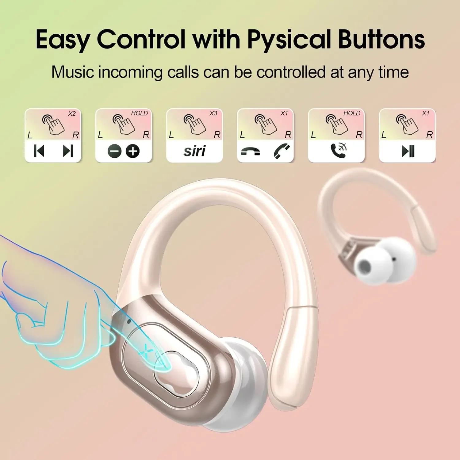 GDLYL HD65 Sports Wireless Earphones with Mics,Button Control, LED Power Display,Hifi Stereo Sound Bluetooth 6.0 TWS Headphones