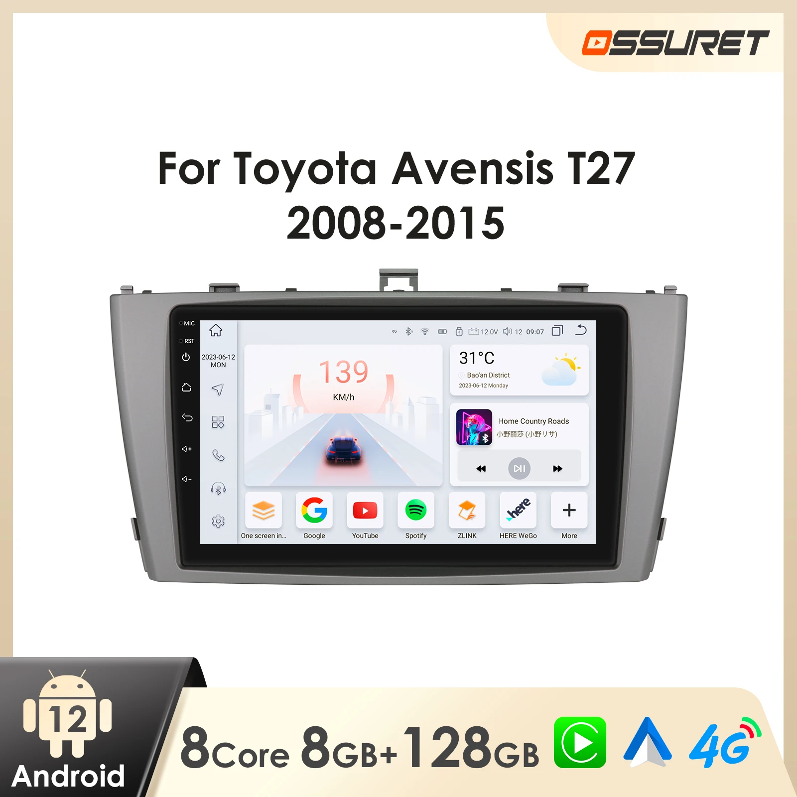 Car Radio Android for Toyota Avensis T27 2009 - 2015 Carplay Android Auto Stereo Multimedia 7862 Intelligent Screen Player GPS