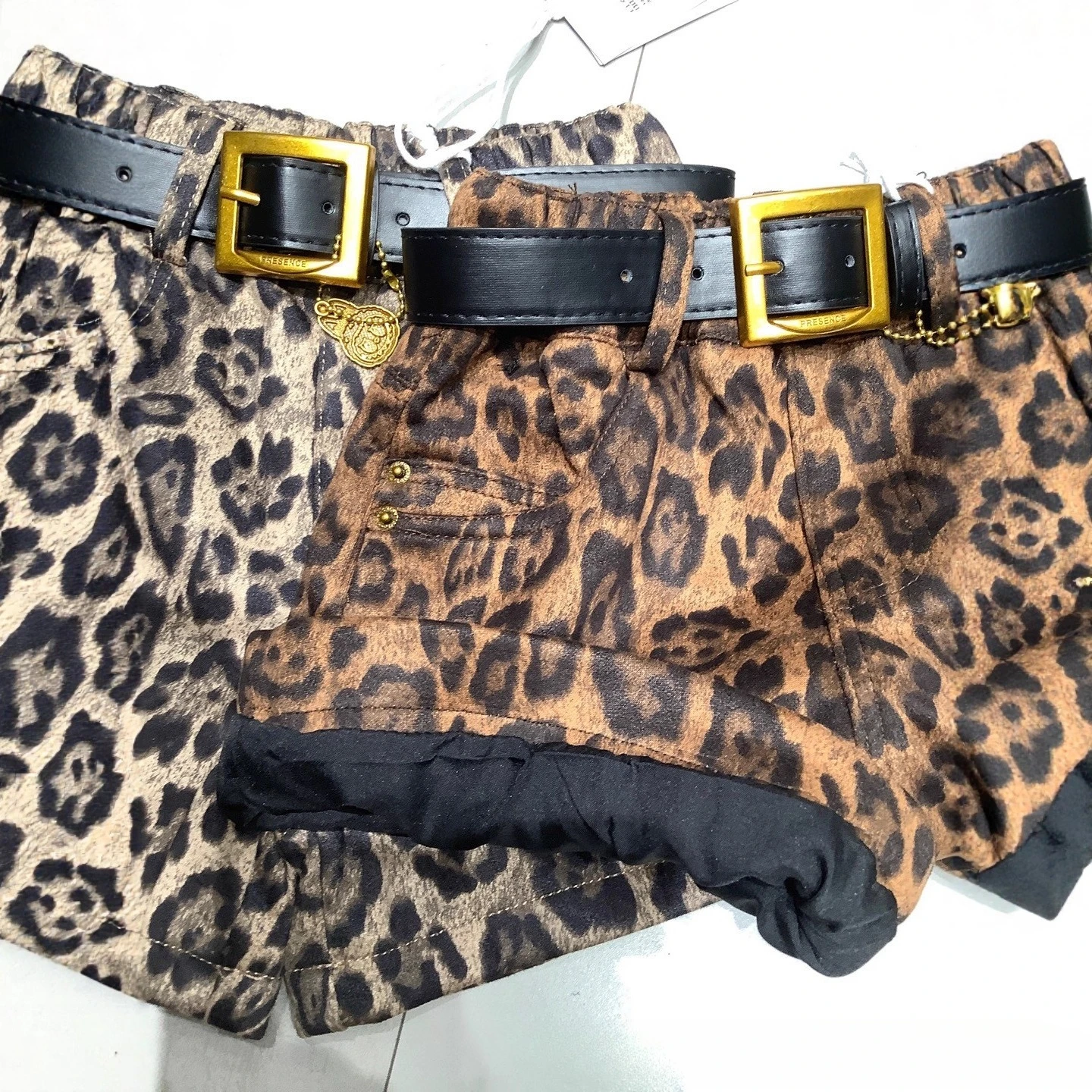 شورت بناتي بطبعة الفهد بدون أحزمة شورت بناتي من الجلد المقلد لخريف وشتاء 2025 #2