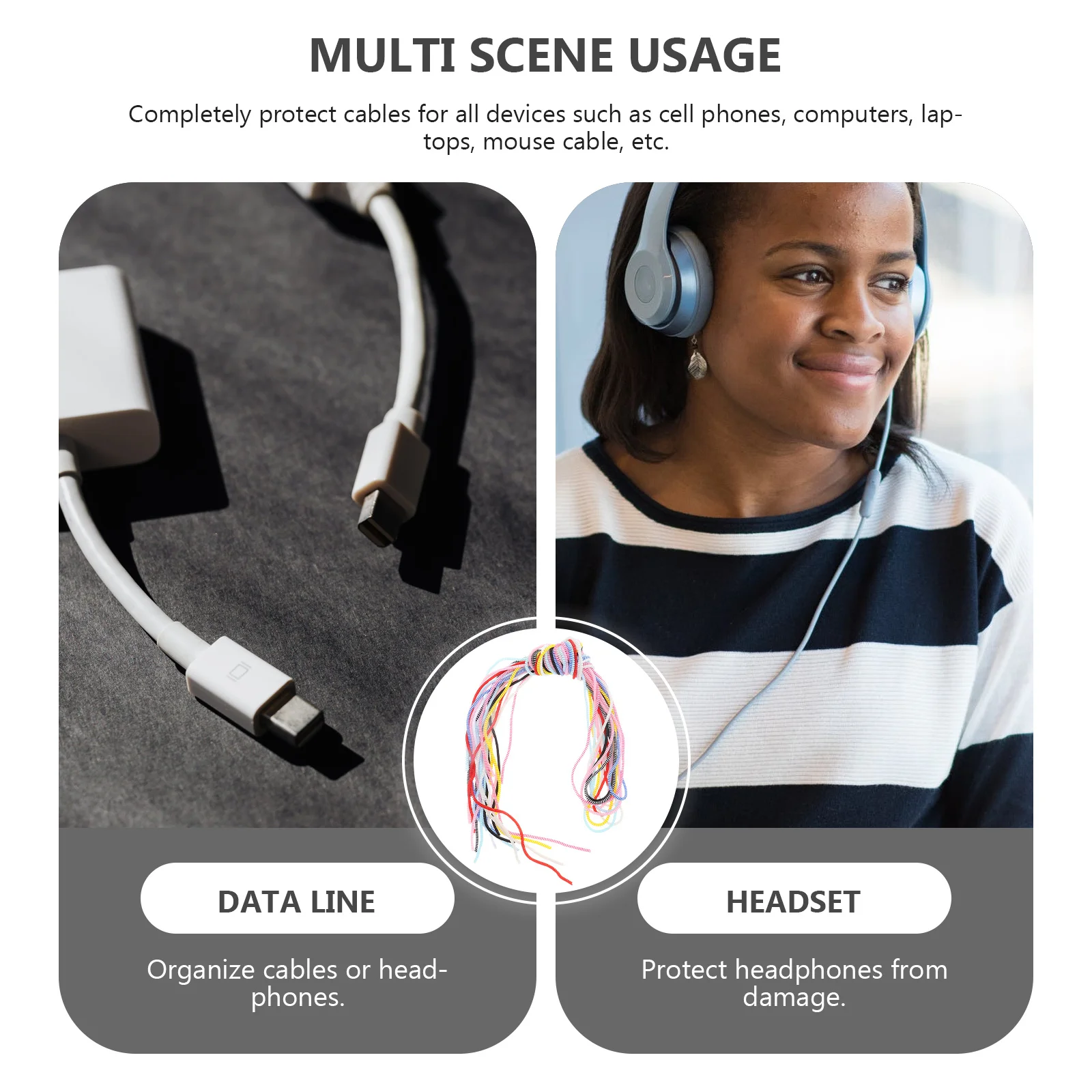 

12Pcs Cable Protector Spiral Sleeve Durable Data Cable Wrap Cord Organizer Wire Management Tool Protection for Cell Phone