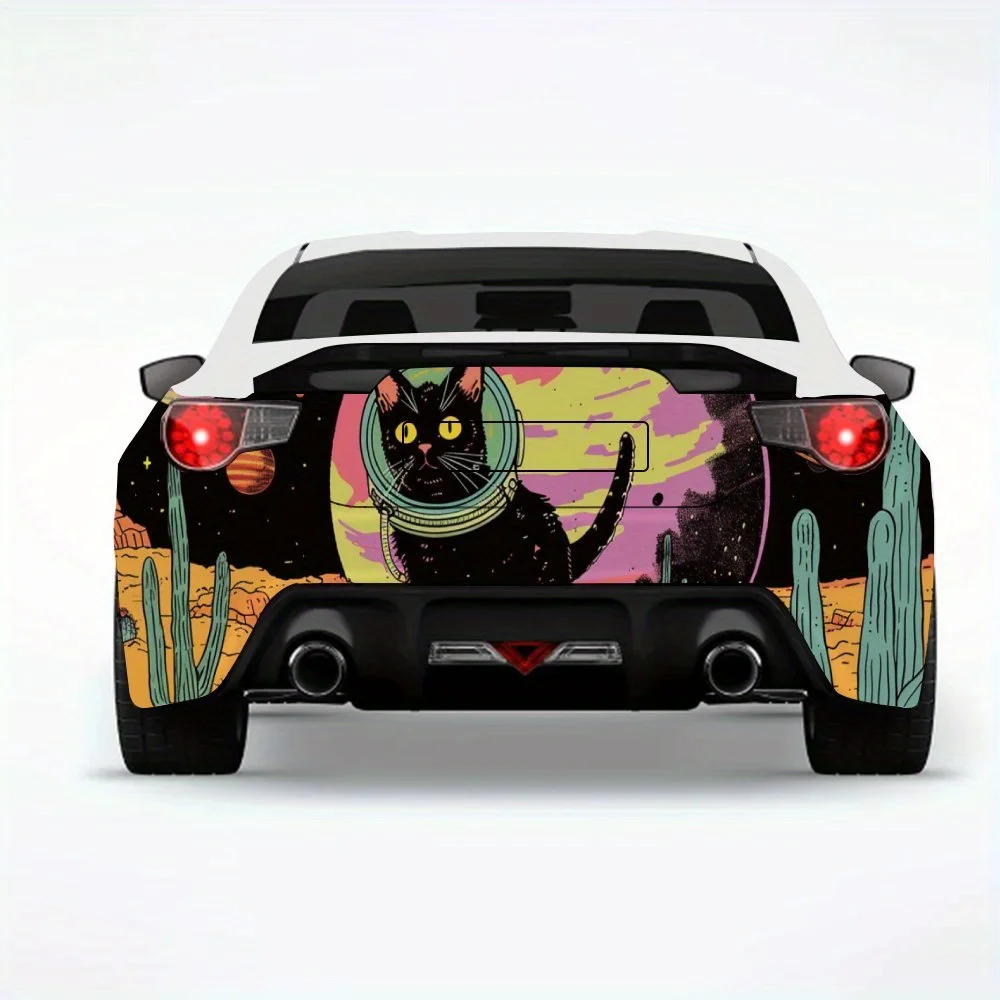 

Cosmic Cat Adventure Car Sticker,Vinyl Decal for Car Rear, Waterproof Self-Adhesive Vinyl Stickers for Vehicle Tail and Bumper,