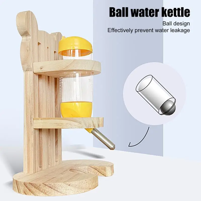 Hamster Wooden Bottle Holder Vertical Drinker Solid Wooden Bottle Holder Leak-proof Adjustable Height Bottle Holder Wooden