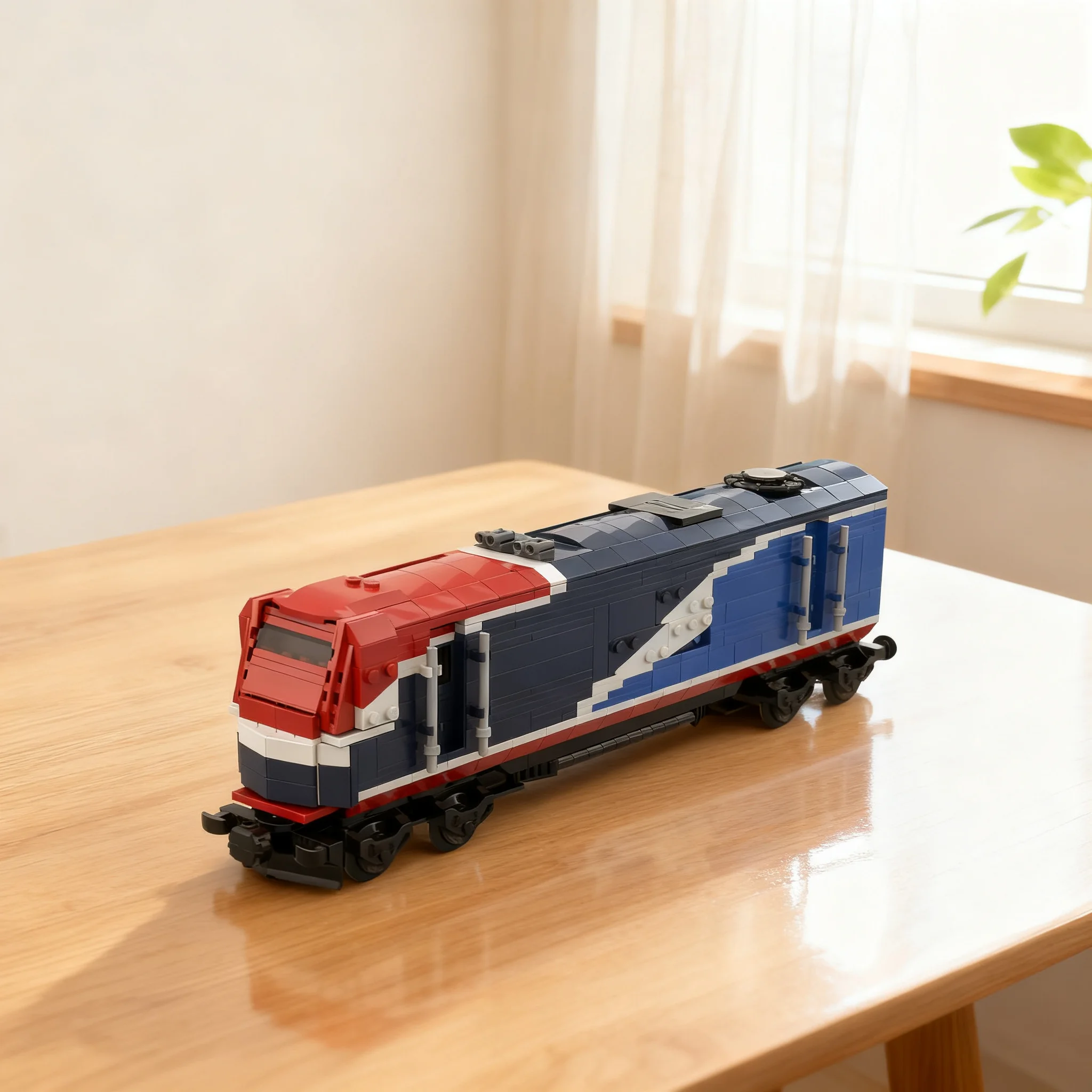 712pcs MOC GE P42 Genesis Phase 7 Paint Scheme Diesel Locomotive City Trains Model Building Blocks Construction Craft DIY Art