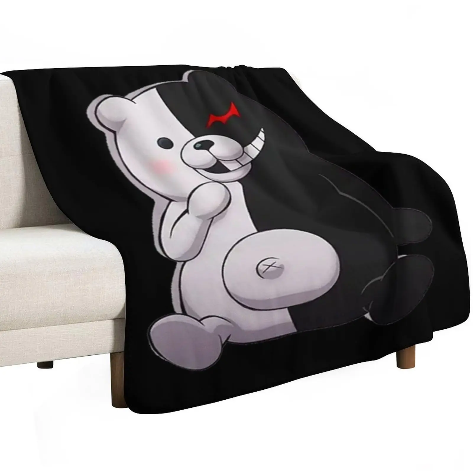 Monokuma and Monomi Sticker Throw Blanket Outdoor Soft Blanket for Picnic Beach Camping