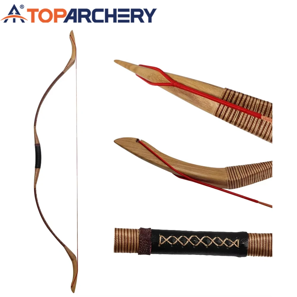 Toppanahan-busur Recurve kayu untuk orang dewasa, busur panjang, busur Recurve buatan tangan, berburu luar ruangan, 52 ", 30 ~ 55lbs, satu buah