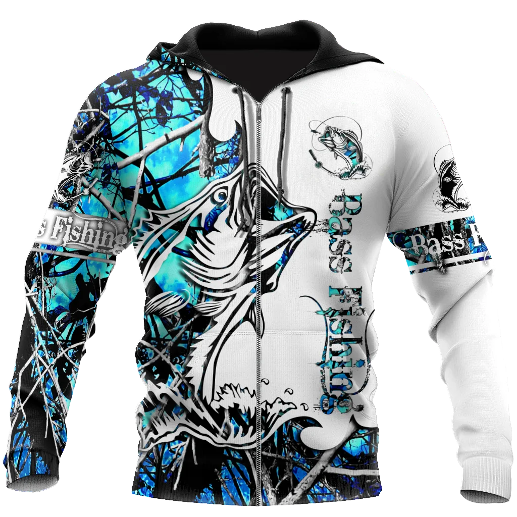 

Bass Fishing Blue Camo tattoo 3D Printed Men Hoodie Autumn and winter Unisex Sweatshirt Zip Pullover Casual Streetwear