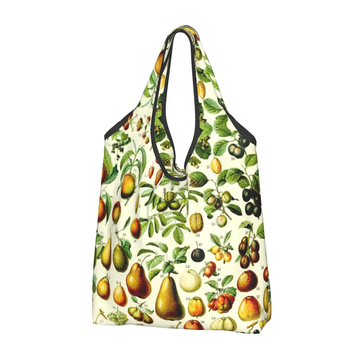 Fashion Adolphe Millot Fruits Shopping Tote Bags Portable Encyclopedia Books Nursery Child Grocery Shopper Shoulder Bag