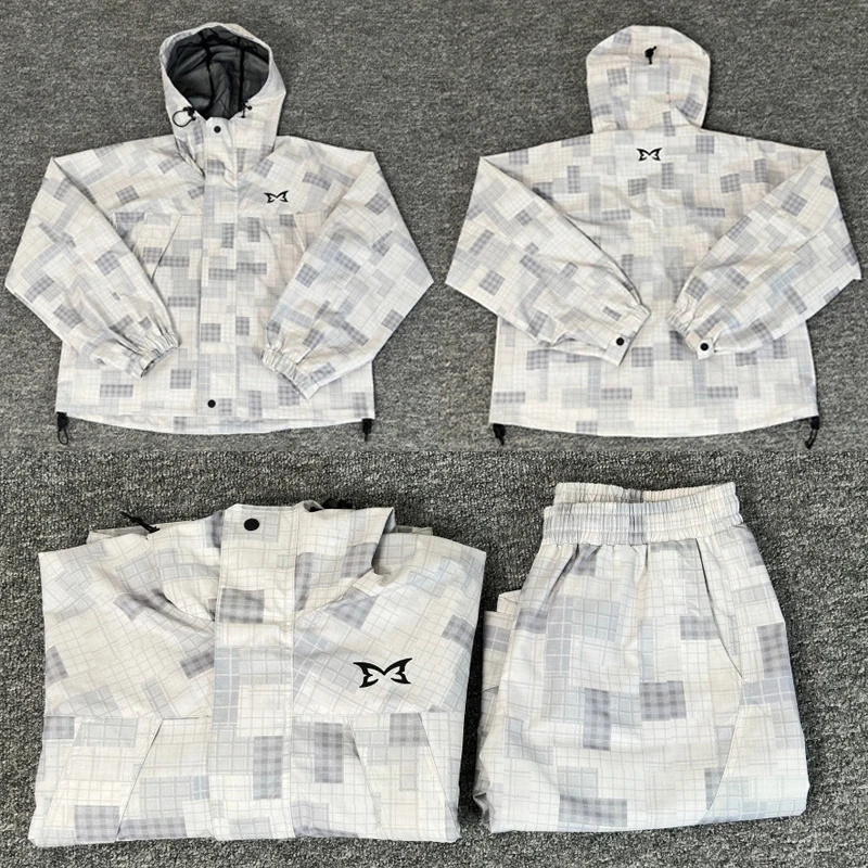 

High Street Trend MERTRA Jacket Outerwear Men's Casual Logo Print Hooded Windbreaker Fashionable Plaid Mertra Jackets