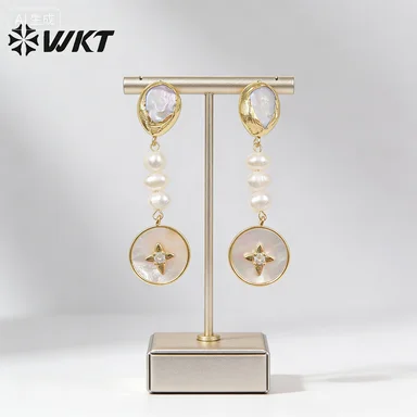 

WT-MPE080 WKT 2025 Classic Freshwater Pearl Earrings Attractive Gift Lady Party Hot Sale For Girl INS Round Shape