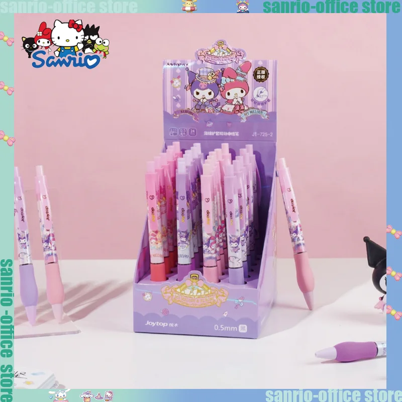 

24pcs Press Neutral Pen Box Set Sanrio Authentic Cartoon Kuromi Melody 0.5mm Black Dip Pen Writing Pens Student Office Supplies