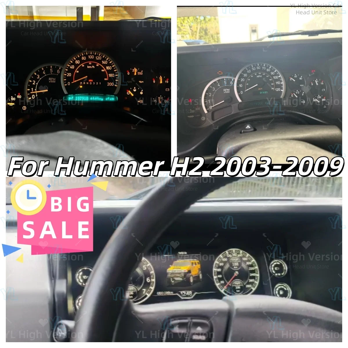 

Цифровая приборная панель для Hummer H2 2003-2009/H3 2005-2010: экран приборов, одометр, спидометр, виртуальная приборная панель, головное устройство