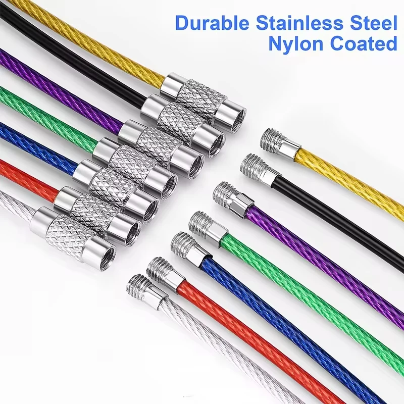 Picture 4: 5/10PCS 2mm Stainless Steel Wire Rope Keychain, Surface PVC Coating, Luggage Tag, Outdoor Keychain, Key Accessories