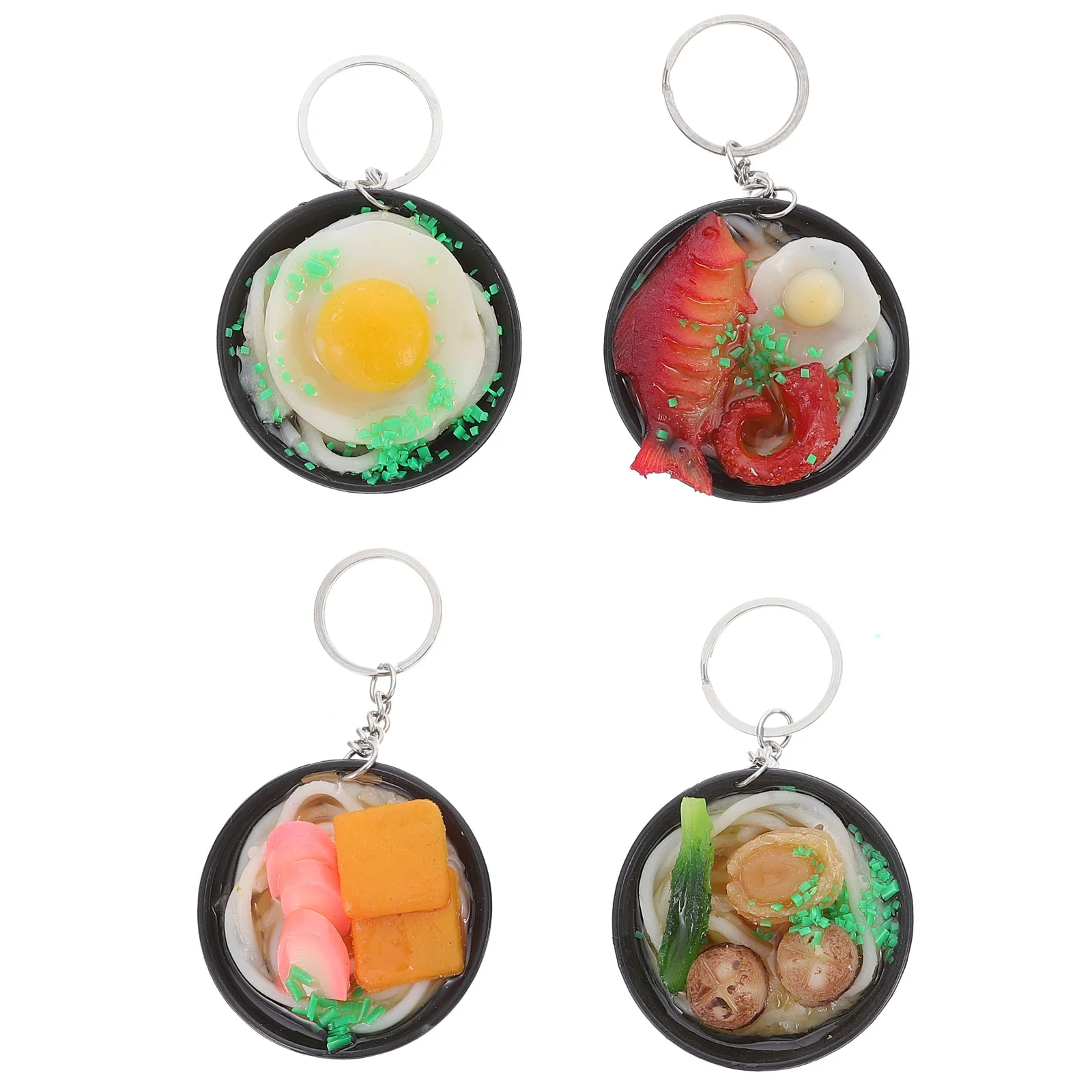 4 Pcs Keyring Ramen Keychain Decors Noodle Simulation Realistic Pendants Japanese Style Colorful Chains Miss