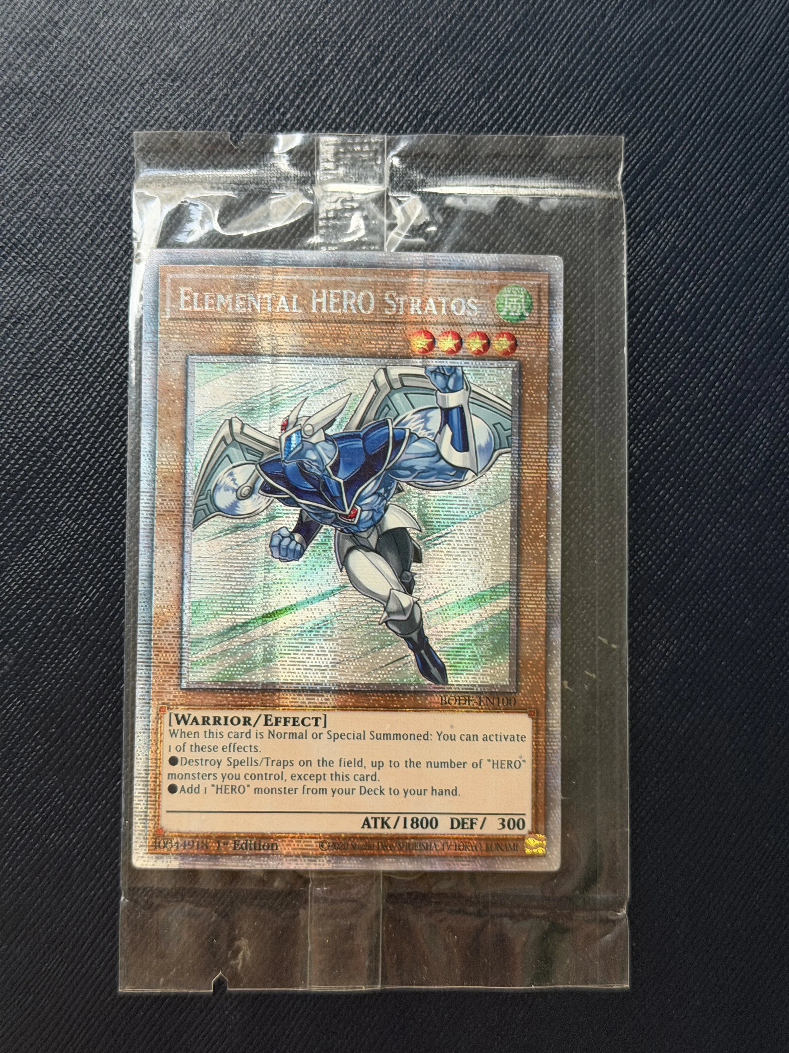 

Yu-Gi-Oh! DIY Custom Card Elemental HERO Stratos BODE-EN100 Holographic Collectible Gift for Anime Fans Kids TCG Players