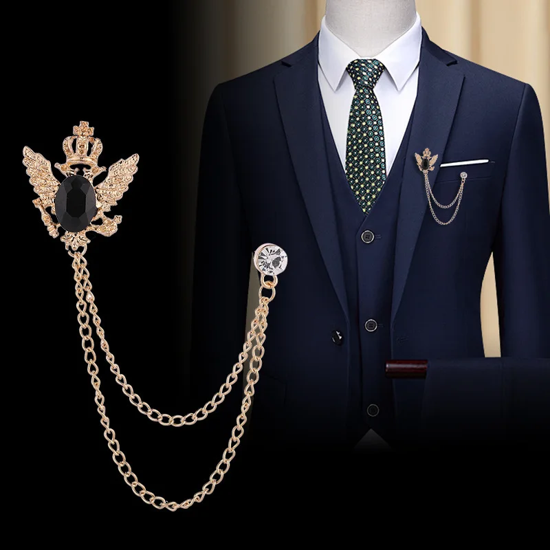 

Fashion Crown Rhinestones Brooches Badge Pin Suit Shirt Vintage Jewelry Wedding Occasion For Women Men Accessories