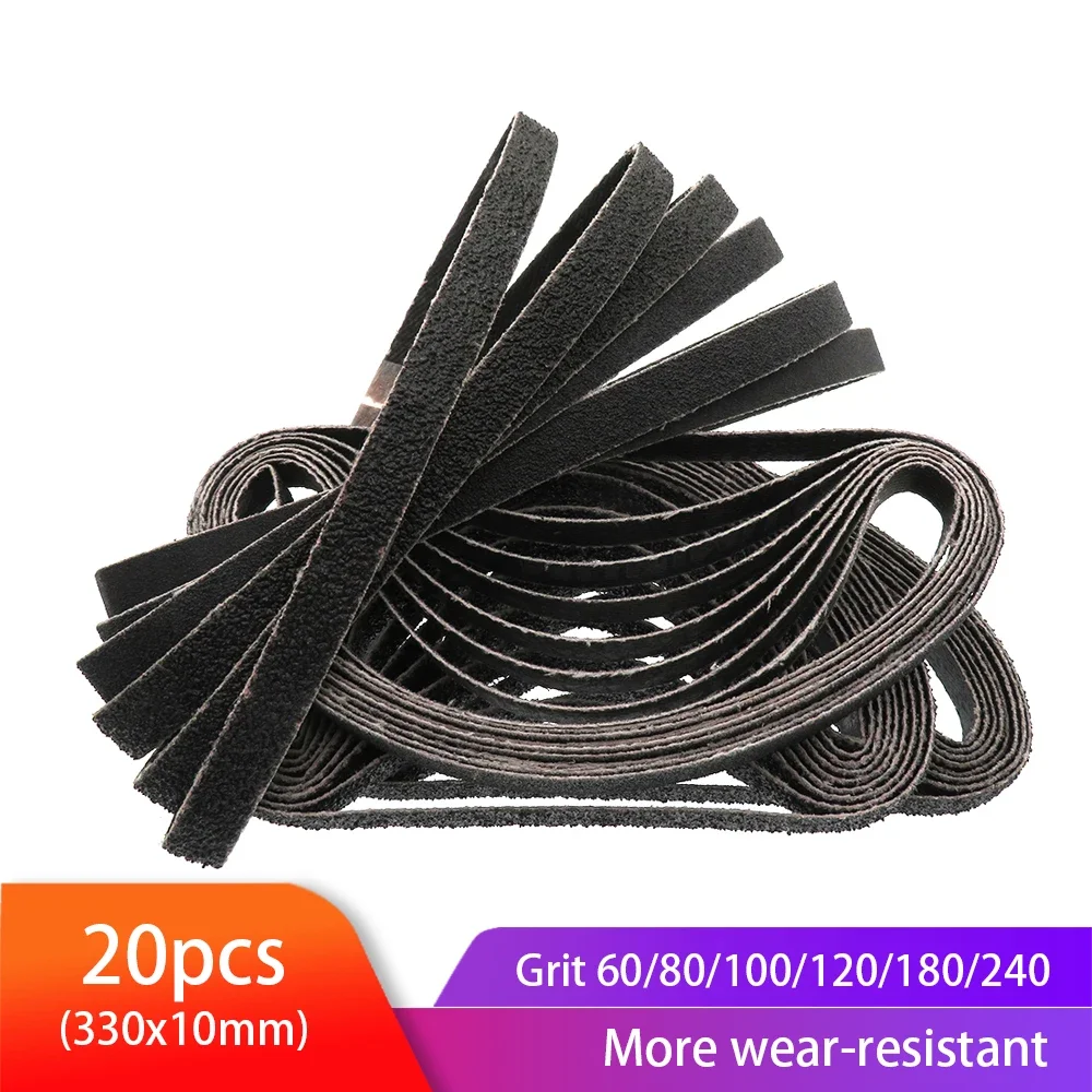 

20pcs Sanding Belt 60/80/100/120/180/240Grit Abrasive Sanding Belt 330x10mm for Wood Metal Grinding Polishing