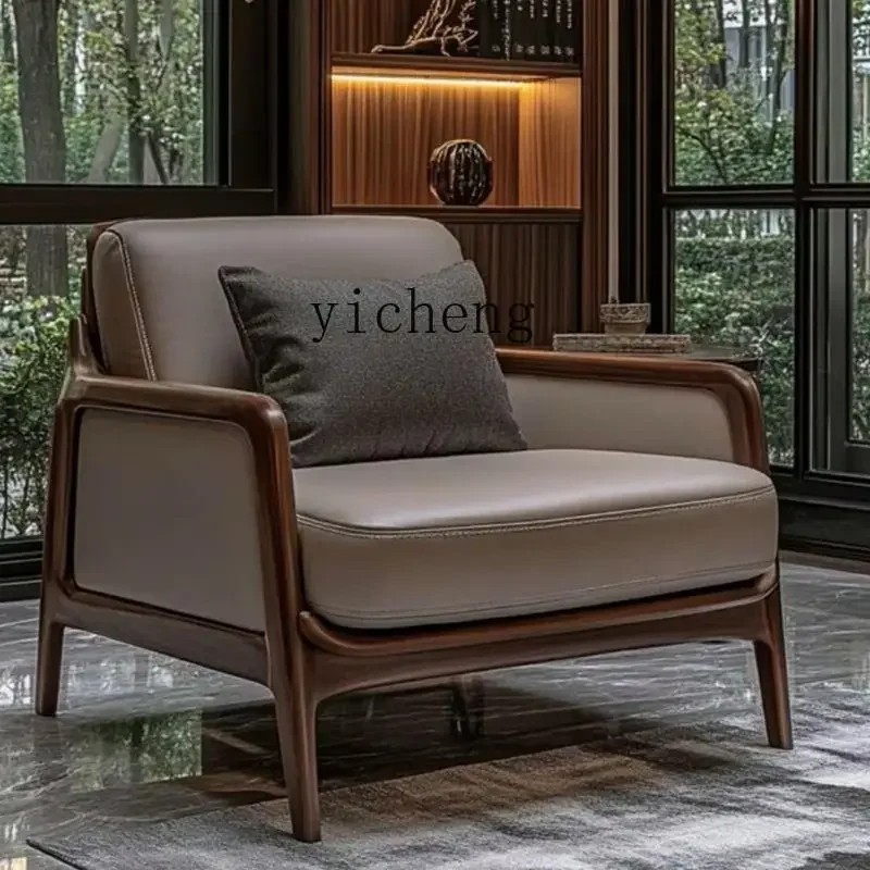 l2 black walnut single chair sofa living room home solid wood modern leisure chair
