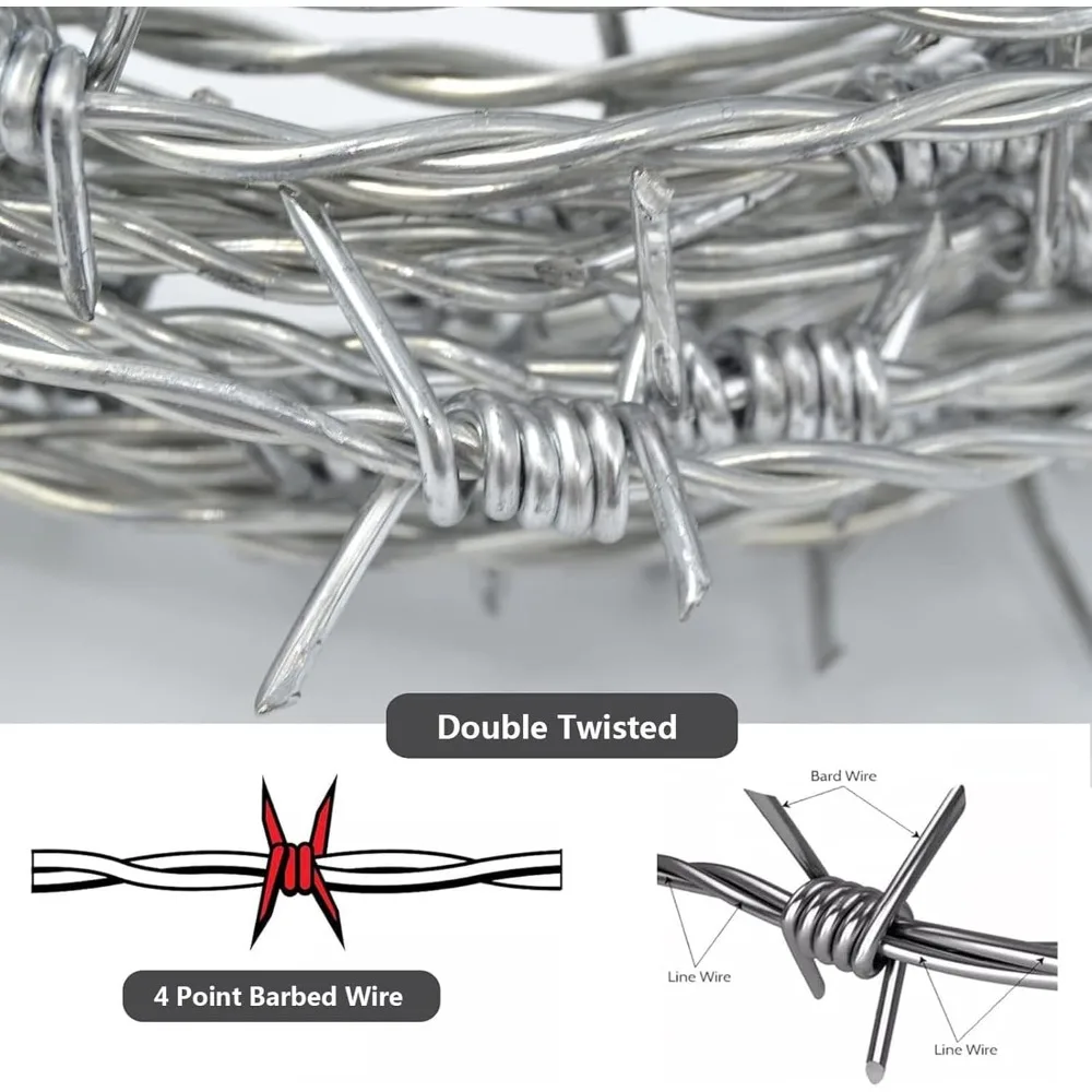 سلك شائك متين لسياج الماشية، أمان للحديقة عالي القوة، مناسب لحاويات الحيوانات، وحماية الفناء، والزواج #2