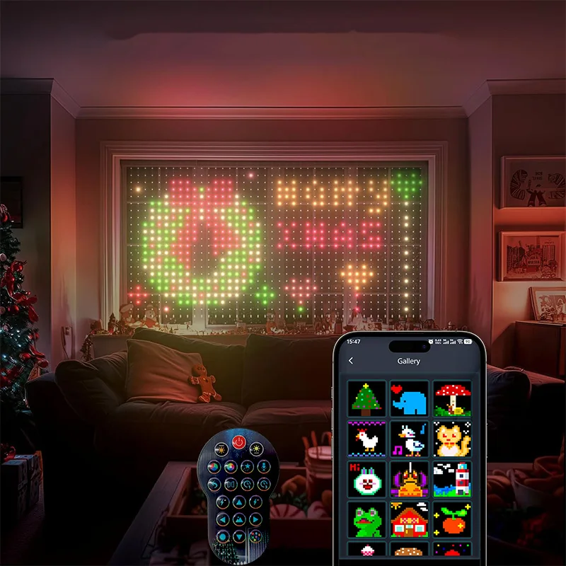 400 المصابيح الستار سلسلة ضوء للبرمجة الذكية APP LED نافذة جارلاند أضواء DIY صورة نص الموسيقى Led أضواء غرفة الديكور