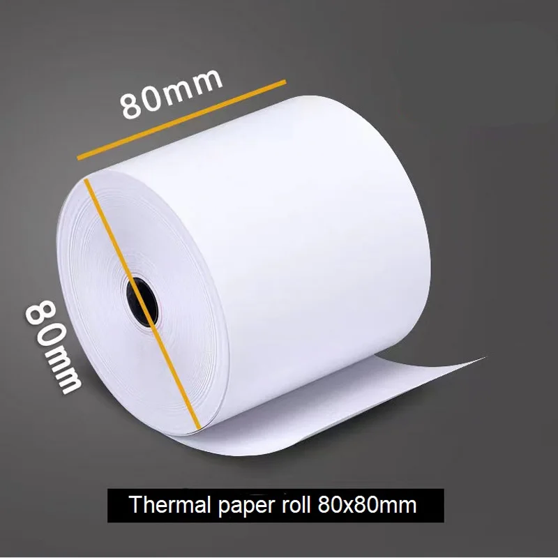 2 rotoli di carta termica 80x80 Carta per cassiere del supermercato Carta da stampa per alimenti da asporto da 80 mm Carta per numero di voucher della banca 80 * 80